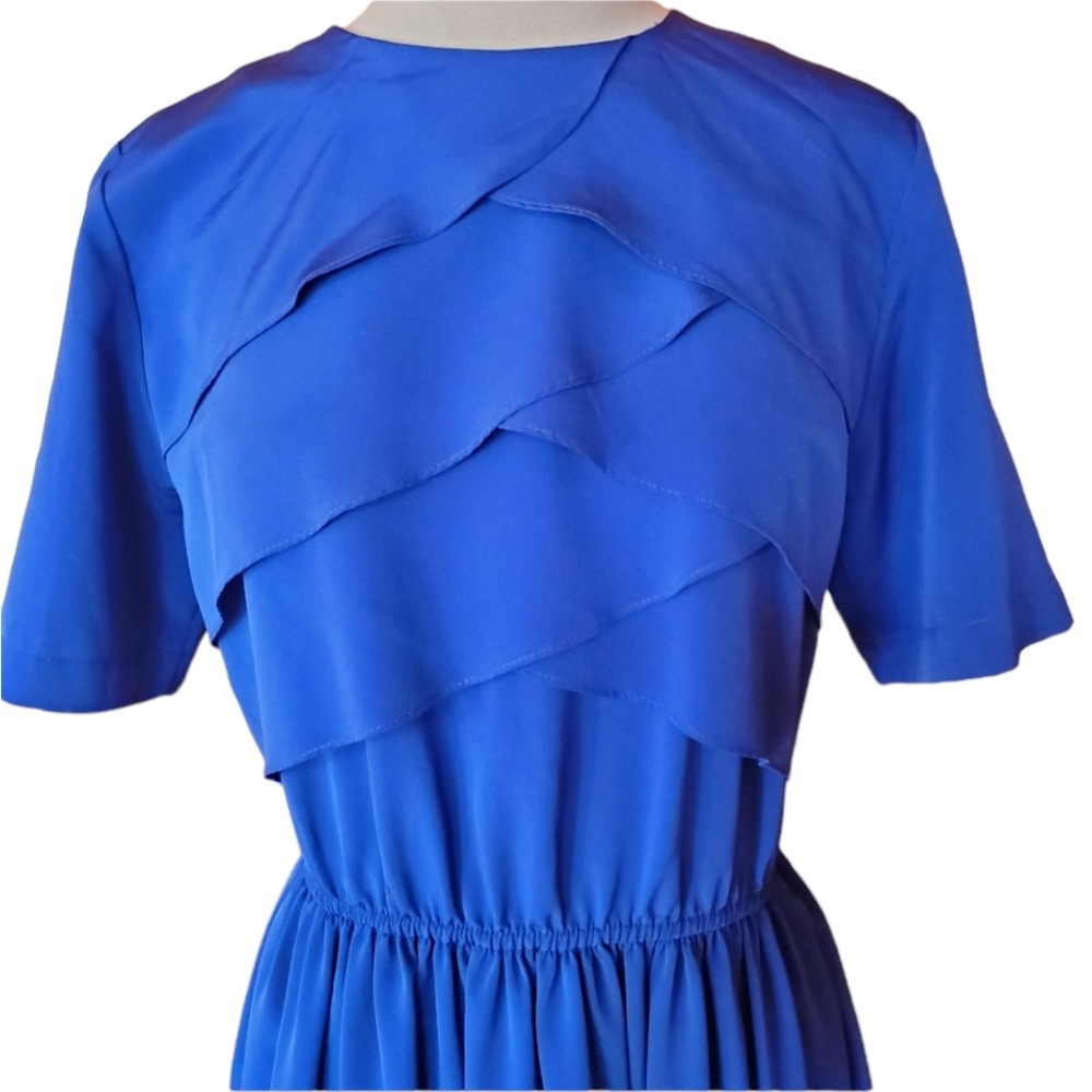 1980s JT Dress Royal Blue Career Dress‎ - Picture 2 of 7